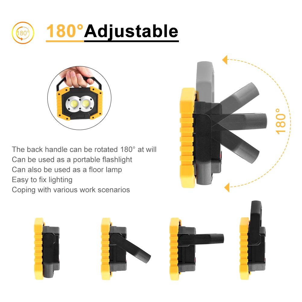 

Led Portable Spotlight Super Bright Led Work Light Rechargeable Cob for Outdoor Camping Lamp Led Flashlight by 18650/AA Battery