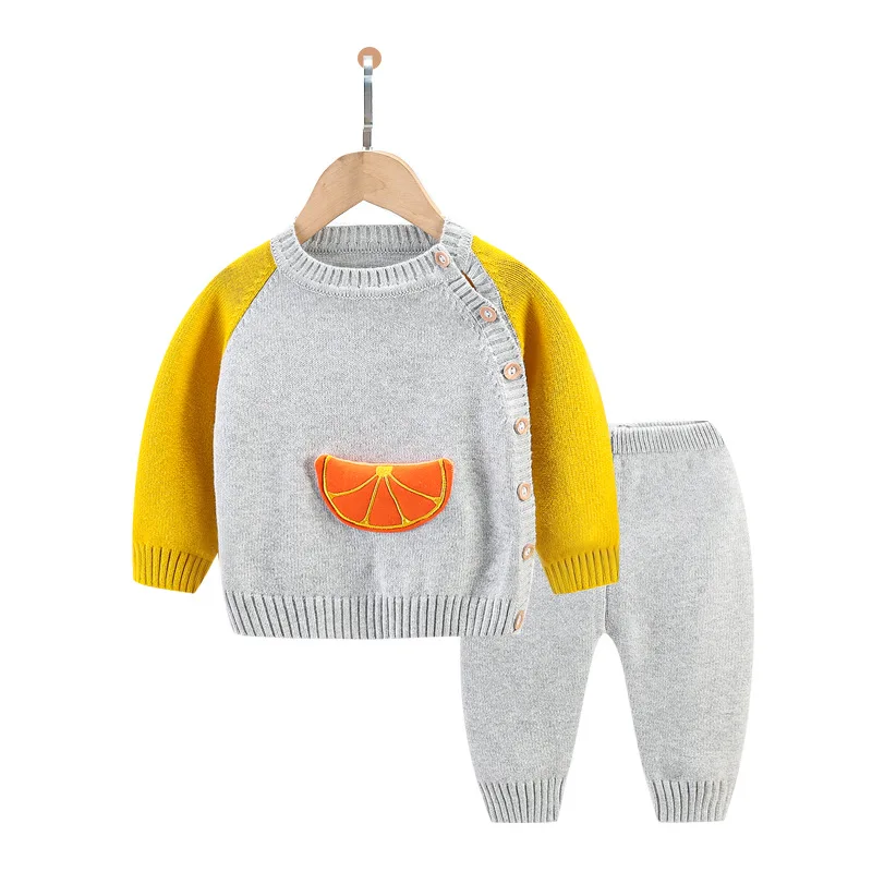 Lovely Cartoon Baby Clothes Sets 2pcs Newborn Knitted Pullover Tops+Pants Infant Boys Girls Sweater Suits New Autumn Winter |