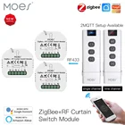 Модуль переключателя штор ZigBee RF433 Moes для моторизованные шторы на роликах Motor 2MQTT Tuya Smart APP Alexa Google Home