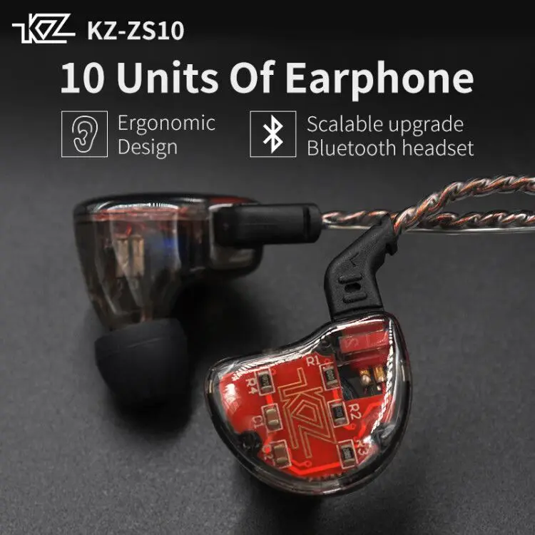 Плотным верхним ворсом KZ ZS10 10 Наушники для водителей 4BA + 1DD динамический