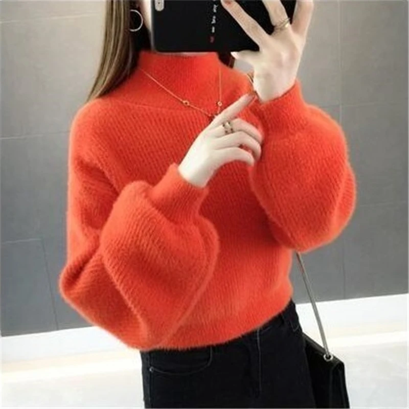 Женские зимние свитера для офиса и отдыха утолщенная теплая вязаная одежда из