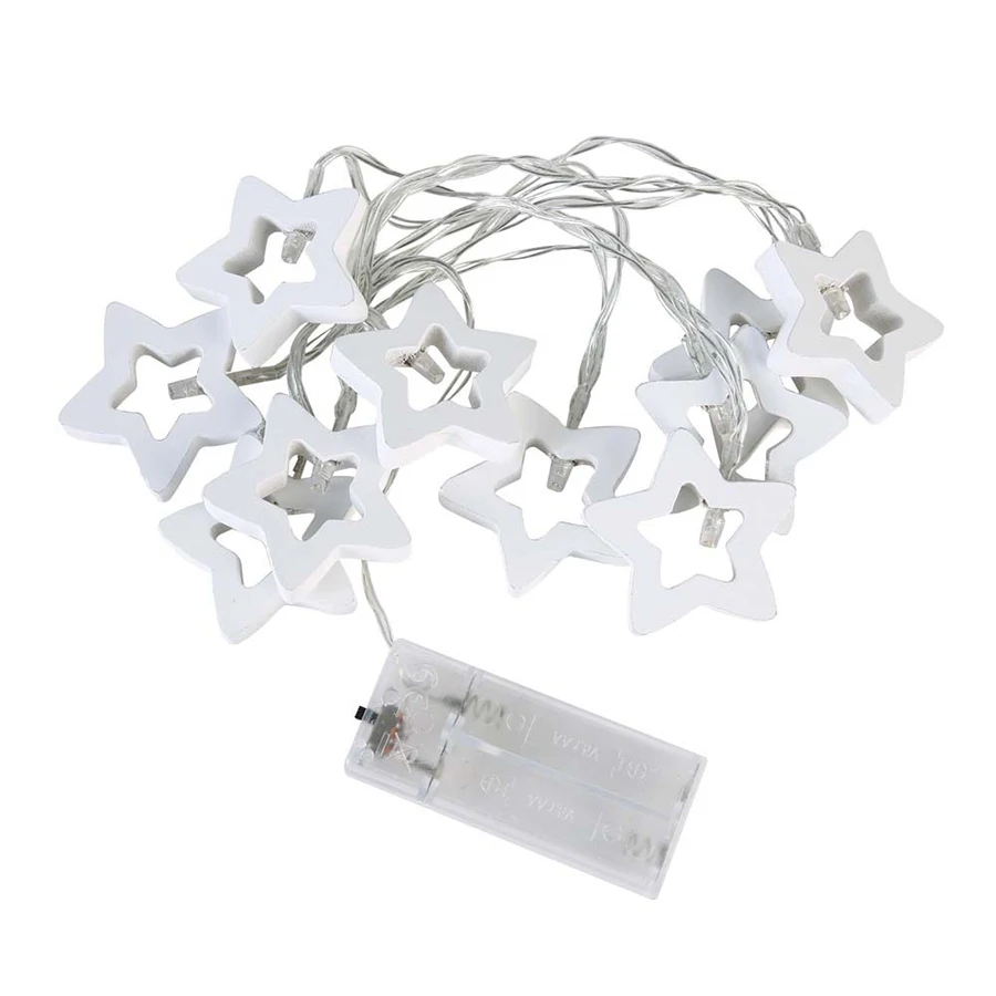 

1M 2M 3M Wood Star Shaped LED Fairy String Lights Battery Operated Holiday Christmas Tree Party Wedding Decoration Fairy Lights
