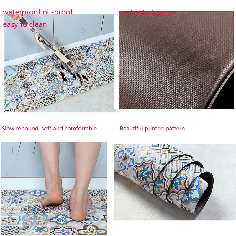 

PVC Kitchen Mat Waterproof Oil-proof Kitchen Rug Door Entrance Hallway Mat Anti-skid Bathroom Carpet Long Floor Kitchen Carpet