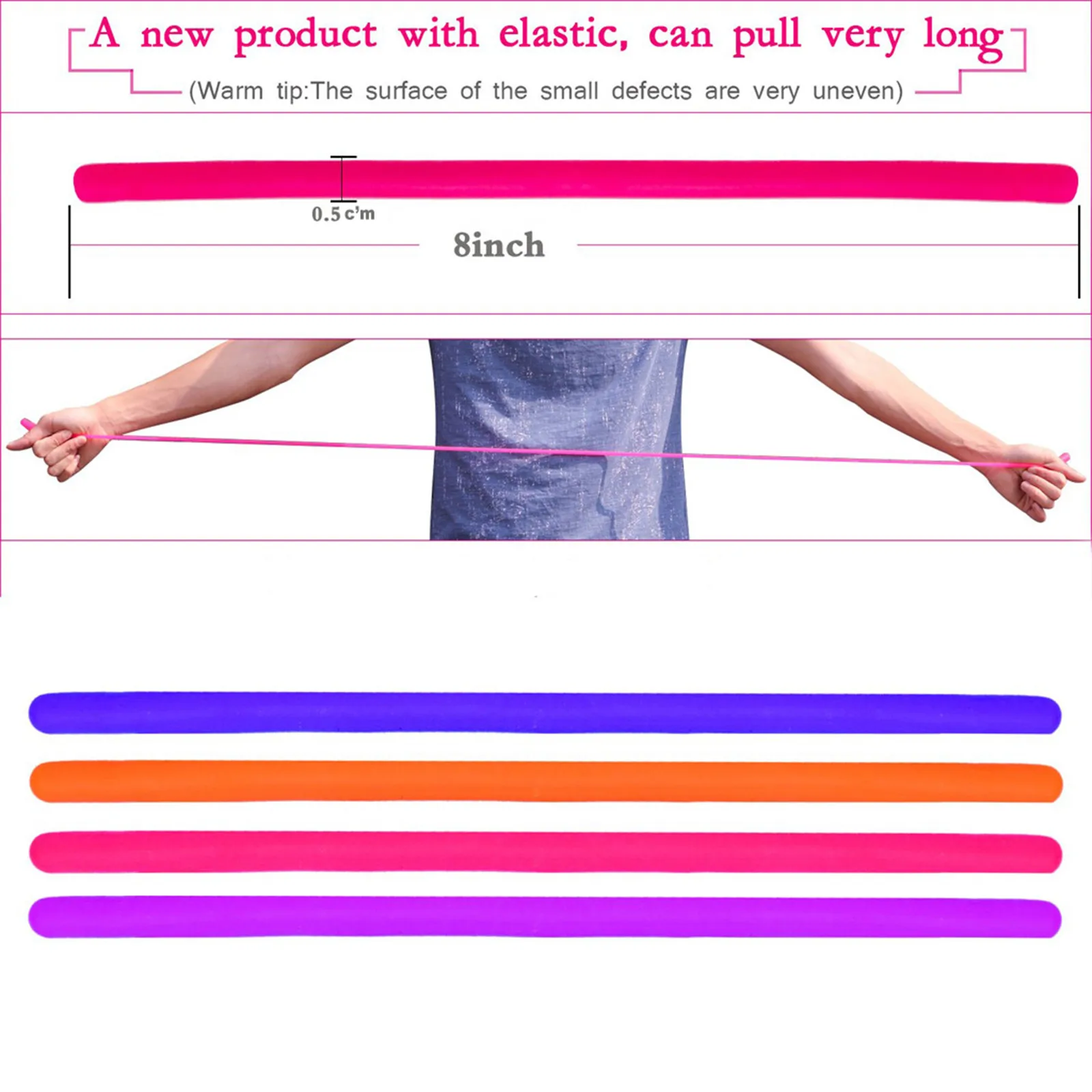 

4pcs/lot Soft Rubber Noodle Elastic Rope Toys Stretch String Decompression Toy Stretchy String Fidget Relief Stress Vent Toys