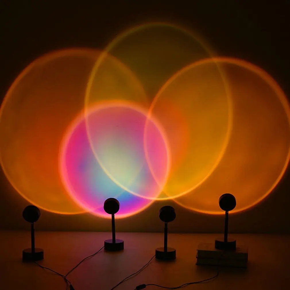 Радужный проектор заката светодиодная лампа красного солнца USB настольная для