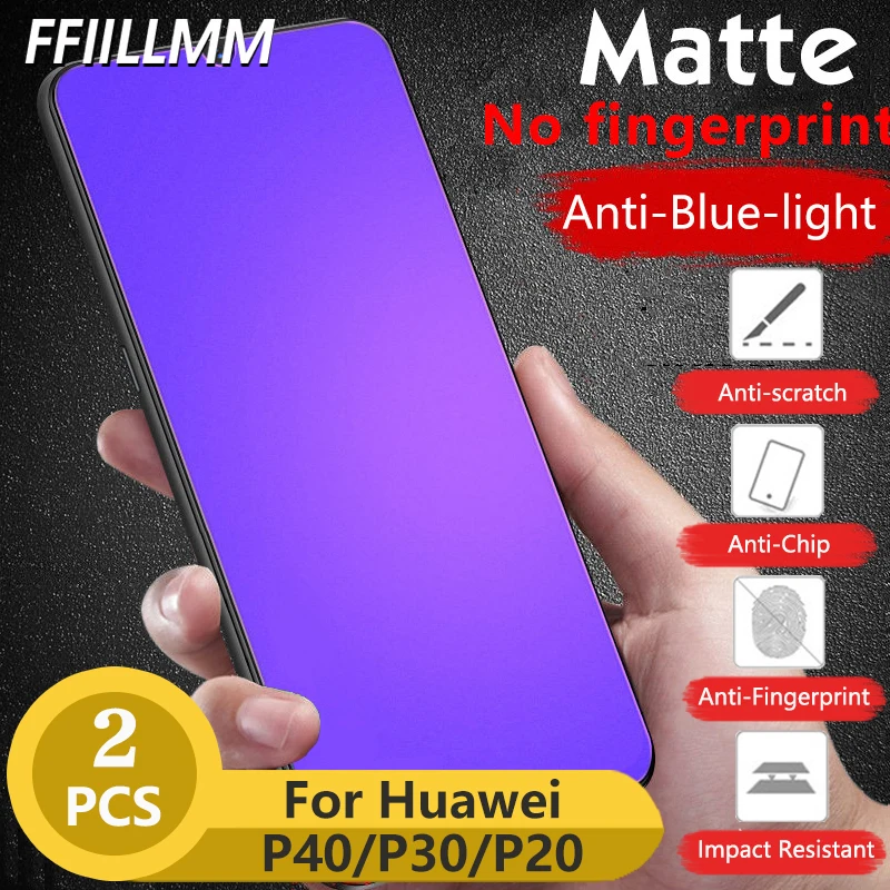 

Закаленное стекло 2 шт./лот с защитой от синего света для Huawei P40 P30 P20, Защитная пленка для Huawei P30 P20 lite, матовые Защитные пленки для экрана