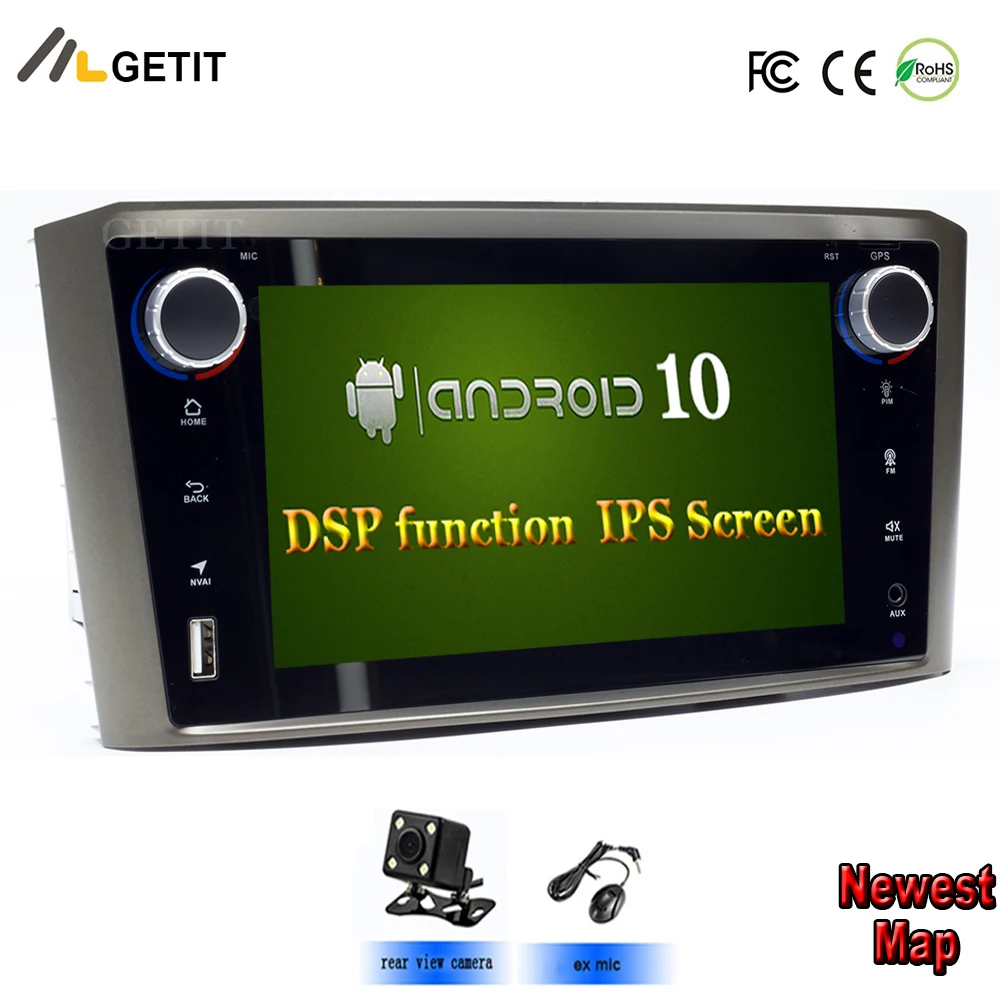 Мультимедийный плеер для Toyota Avensis/T25 2003-2008 Android 10 стерео радио DSP IPS Wi-Fi GPS-навигация