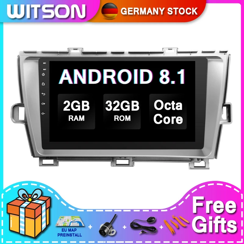 Автомобильный DVD плеер WITSON с большим экраном Android 10 для TOYOTA PRIUS (RHD) серебряной