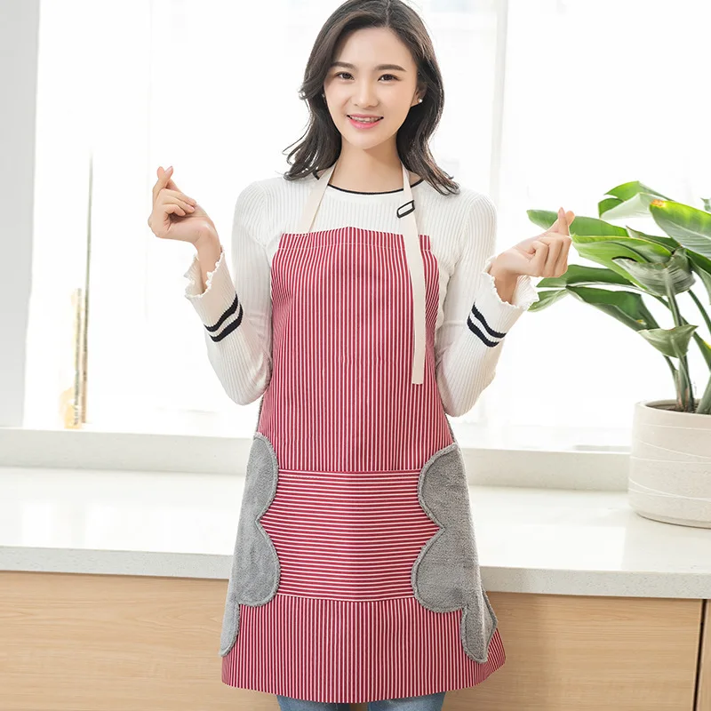 

Adjustable cloth art can wipe hands housework apron striped oil-proof fashion cooking and baking kitchen coveralls custom