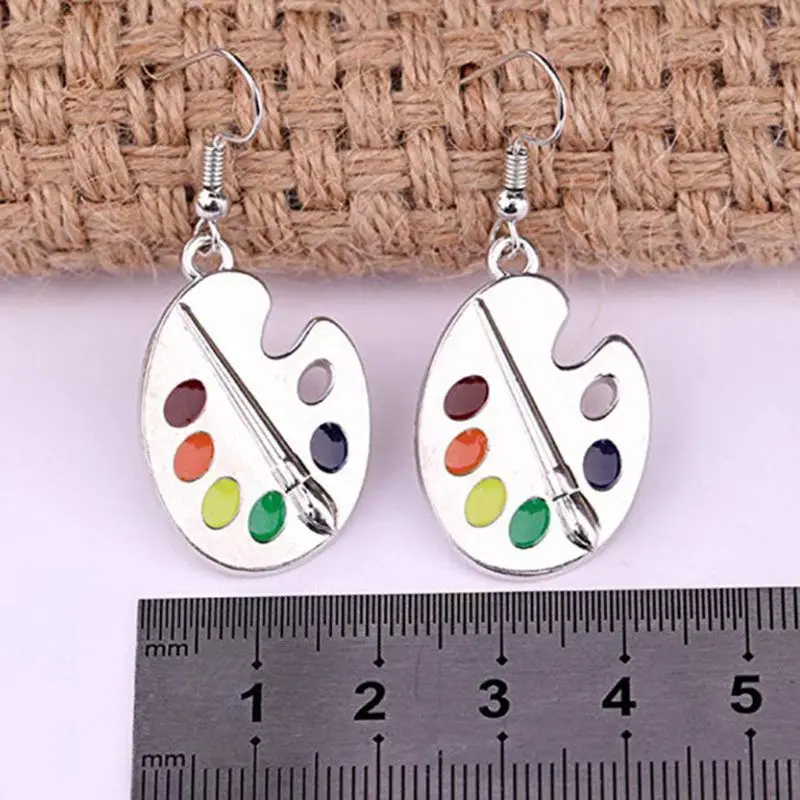 

Creative Paint Brush Colorful Paint Palette Drop Earrings Artist Painter Fashion Jewelry For Women Girls E56A