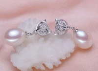 aaa 9 10 mm drop natural australian white freshwater pearl pearl earrings