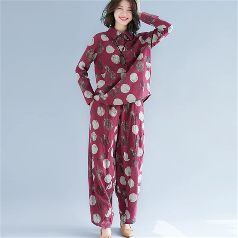 Брюки султанки из хлопка и льна свободные штаны в ретро стиле с принтом 2