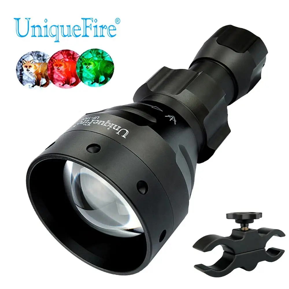 UniqueFire 1504 T67 XRE белый/зеленый/красный свет светодиодный фонарик масштабируемый 3