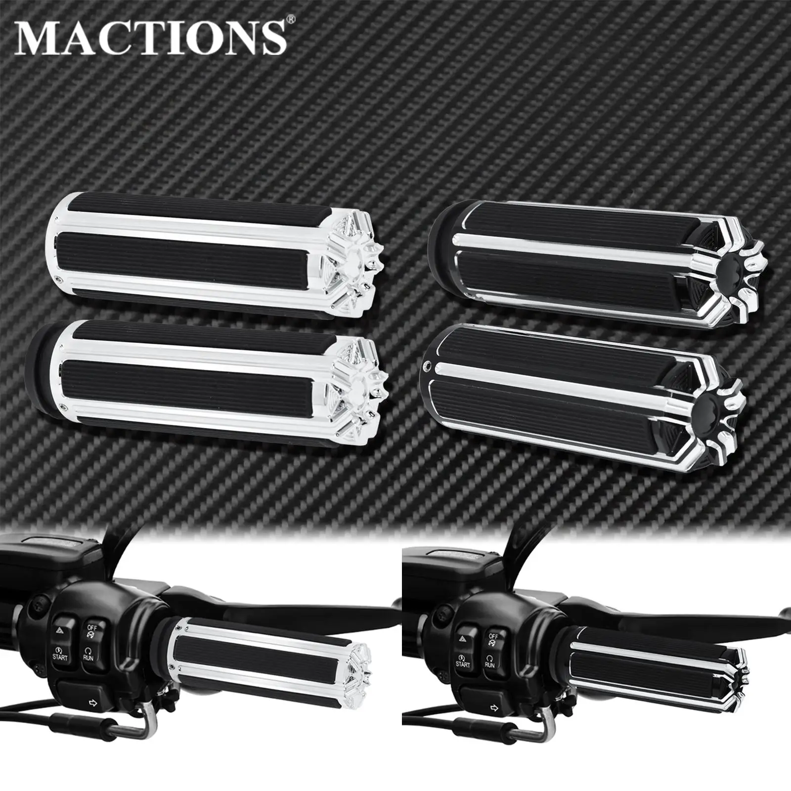 

Motorcycle 1" Handlebar Electronic Throttle Hand Grips Black/Chrome For Harley Touring Heritage Softail FXSB Road Glide FLTRX