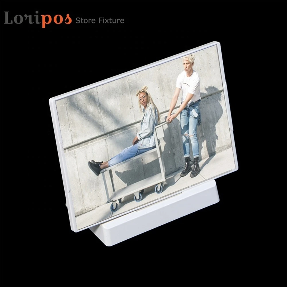 

Plastic A4 Photo Wedding Picture Stand Desk Sign Label Holder White Wall Mounted Advertising Poster Frame