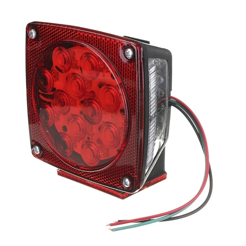 

1pcs 12LED Submersible Square Lights Trailer Under 80" Tail Brake Boat Stud Mount