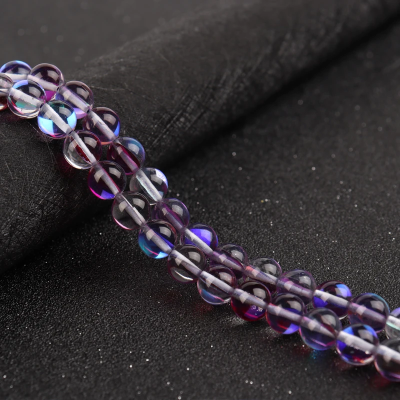 

Crystal Stone Bright Dark Purple Austria Glitter MoonStone Round Beads For Jewelry Making DIY Bracelet Necklace 15" 6/8/10mm