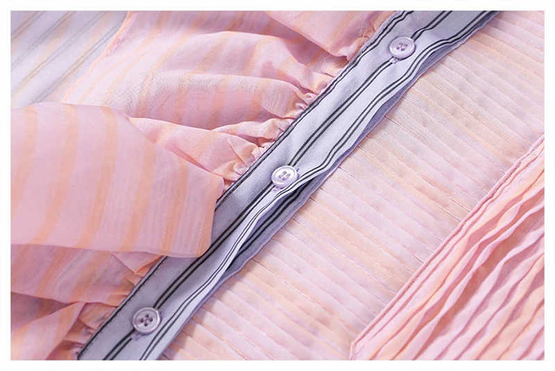 

[EAM] Women Purple Striped Ruffles Big Size Blouse New Lapel Long Sleeve Loose Fit Shirt Fashion Tide Spring Autumn 2021 1DA833