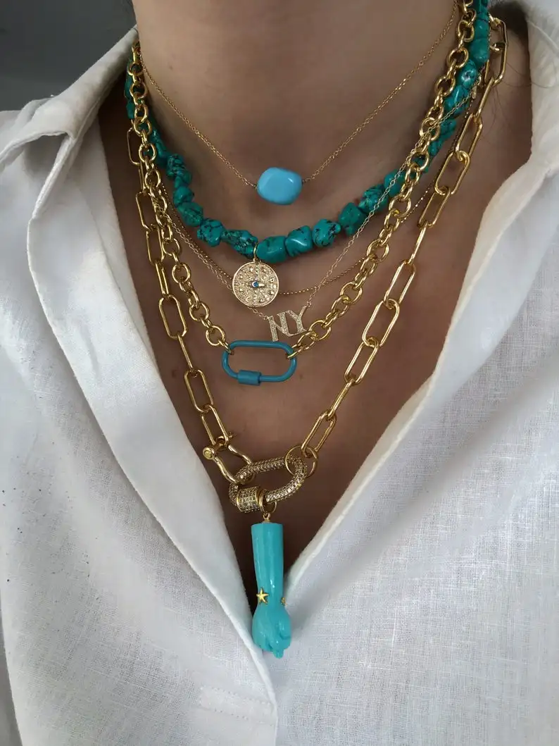 Ожерелье с бирюзовым натуральным жемчугом для женщин | Украшения и аксессуары