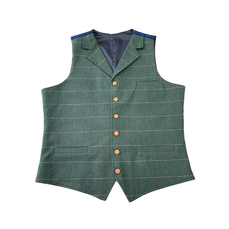 

Men's Vests Plaid Tweed Striped Waistcoat Vest Groomman Wedding Male Gentleman Jacket Business Suit Vest 2021