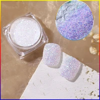 12 colors aurora sandy sugar powder pink blue green white nail glitter powder mermaid dust flakes decor for diy manicure 3g