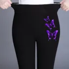 Женские леггинсы с принтом бабочки, теплые плюшевые штаны с эластичным поясом для тренировок и дома, Осень-зима