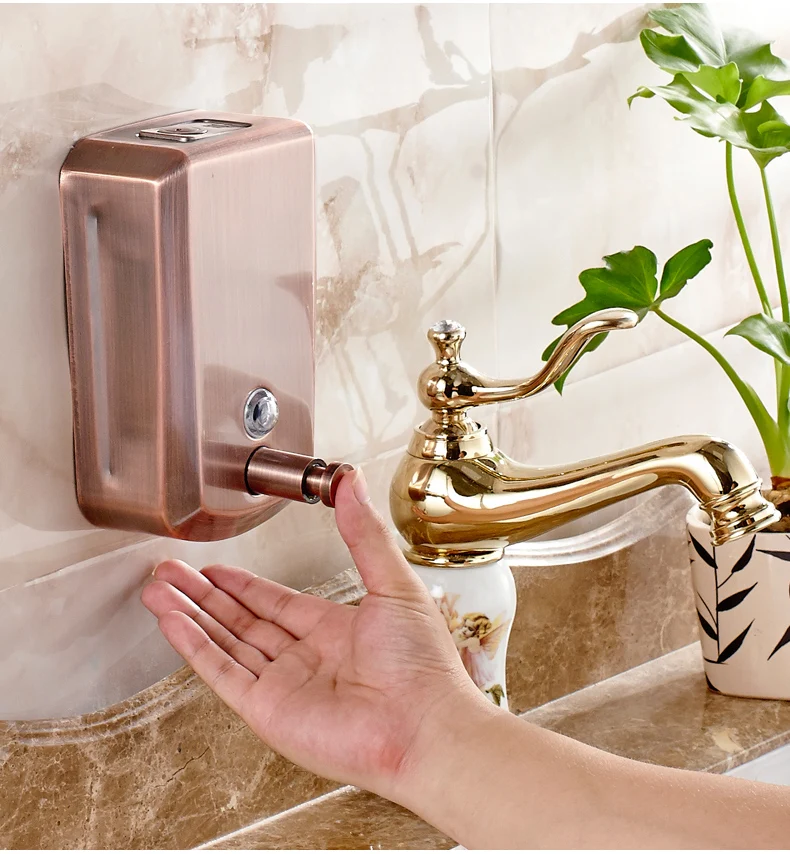 

Stainless Steel Soap Dispenser Hand Soap Bottle Shower Gel Box Red Bronze 800ml Hand Lotion Dispenser Sanitizer Holder Metal