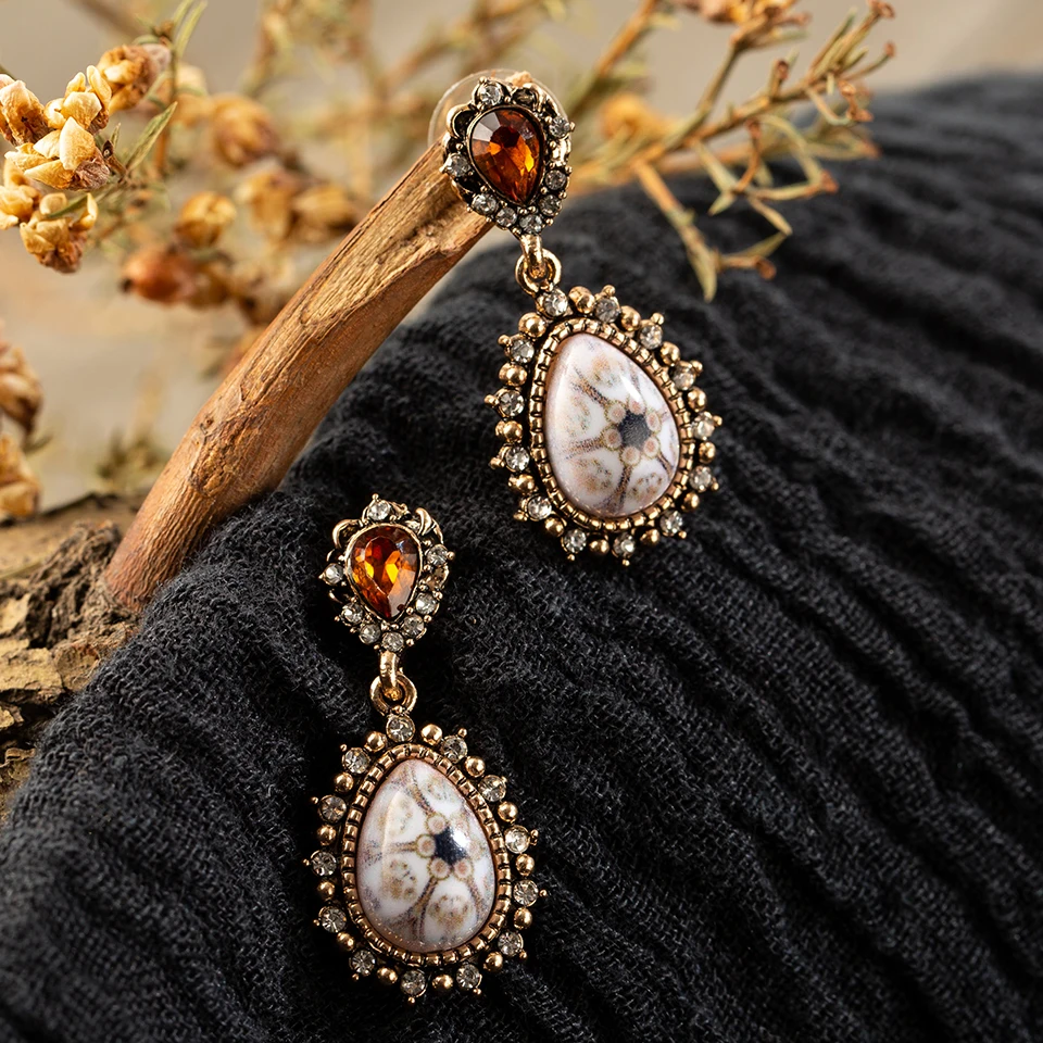 Женские винтажные этнические висячие серьги со стразами Boho модные ювелирные