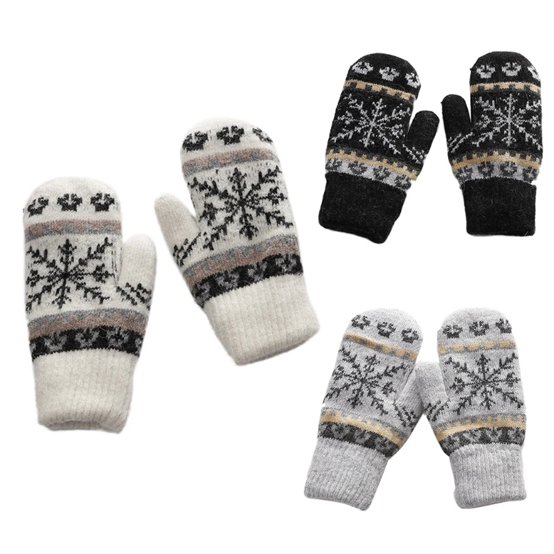 

Women Winter Warm Full Finger Gloves Cute Snowflake Imitation Cashmere Mittens X7JB