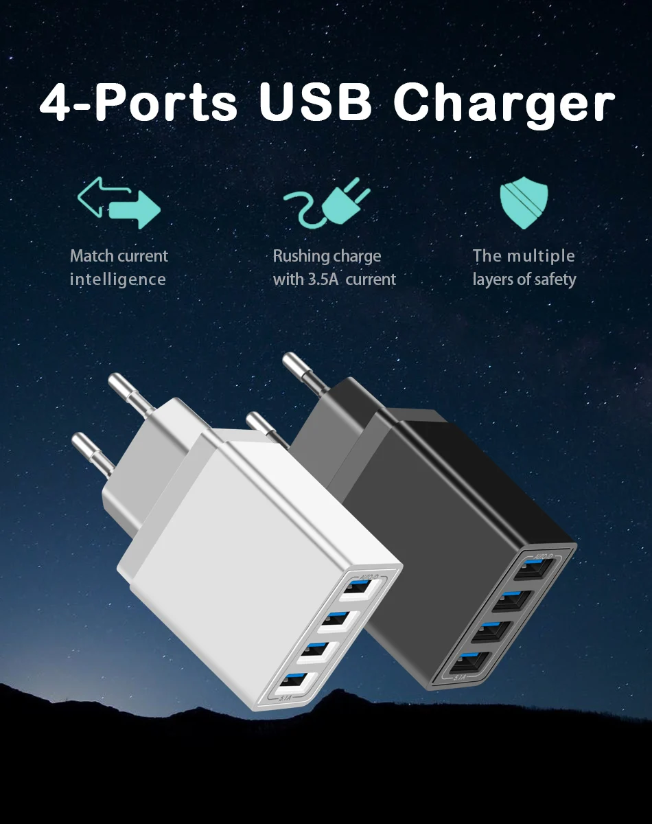 CinkeyPro 4 порта USB зарядное устройство 5 В/3.1A Быстрая зарядка для XiaoMi iPhone samsung мобильный телефон универсальный настенный адаптер зарядки