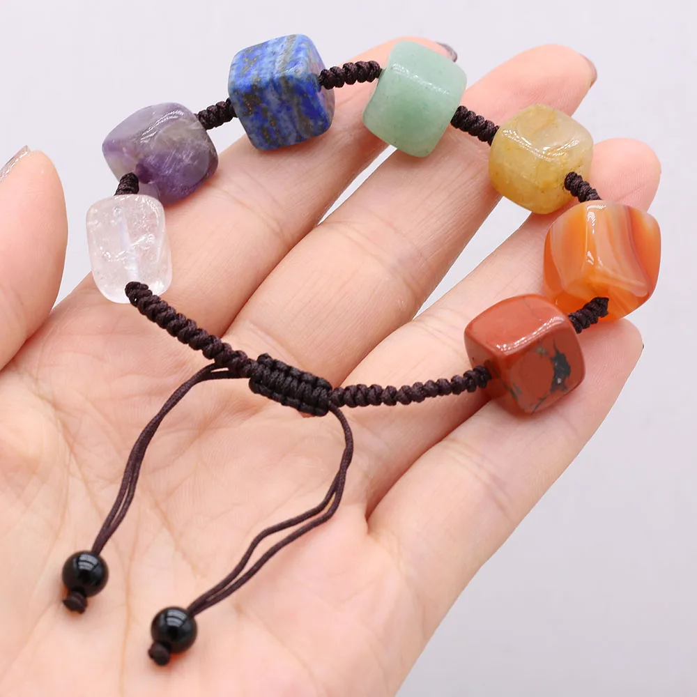 

Wholesale5PCS Natural Stone Reiki Healing Square Seven Chakra Spirit Pendulum Bracelet For Woman Jewelry Making Gift Accessories