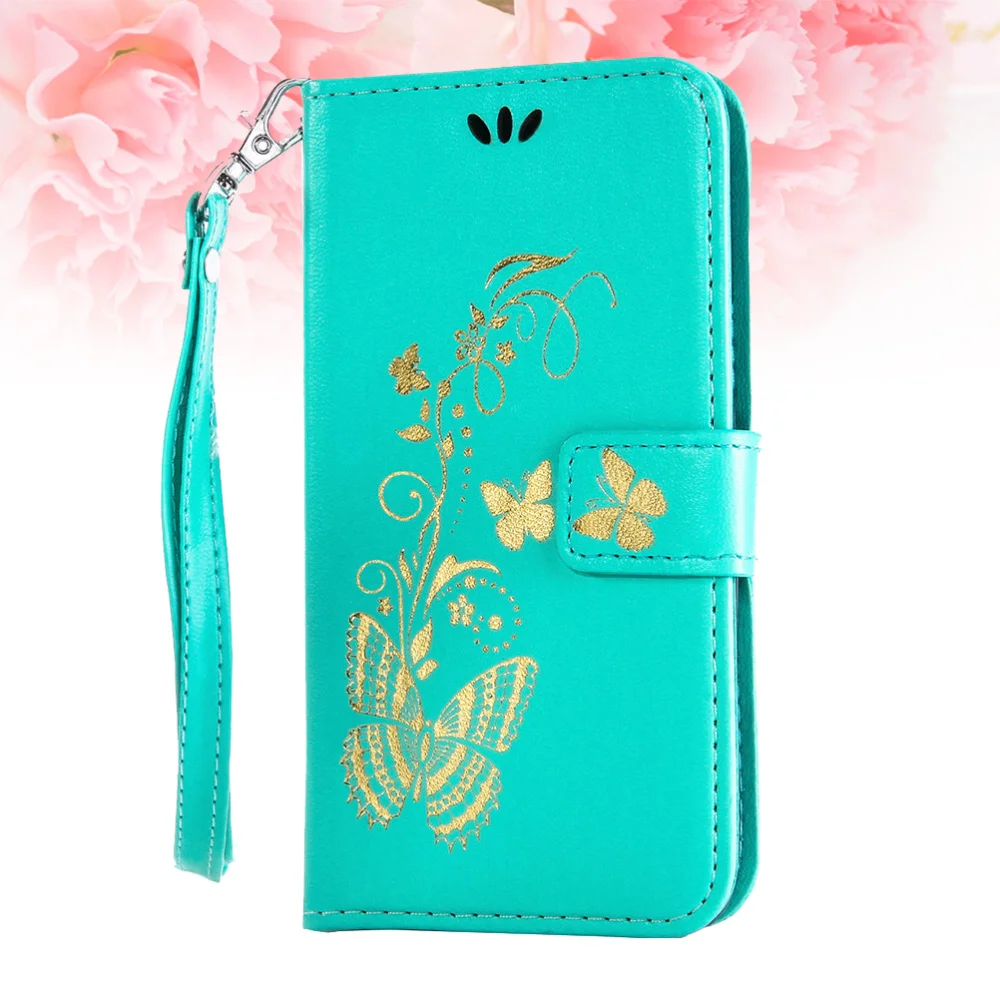 Позолоченный чехол для телефона из искусственной кожи с бабочкой мягкий
