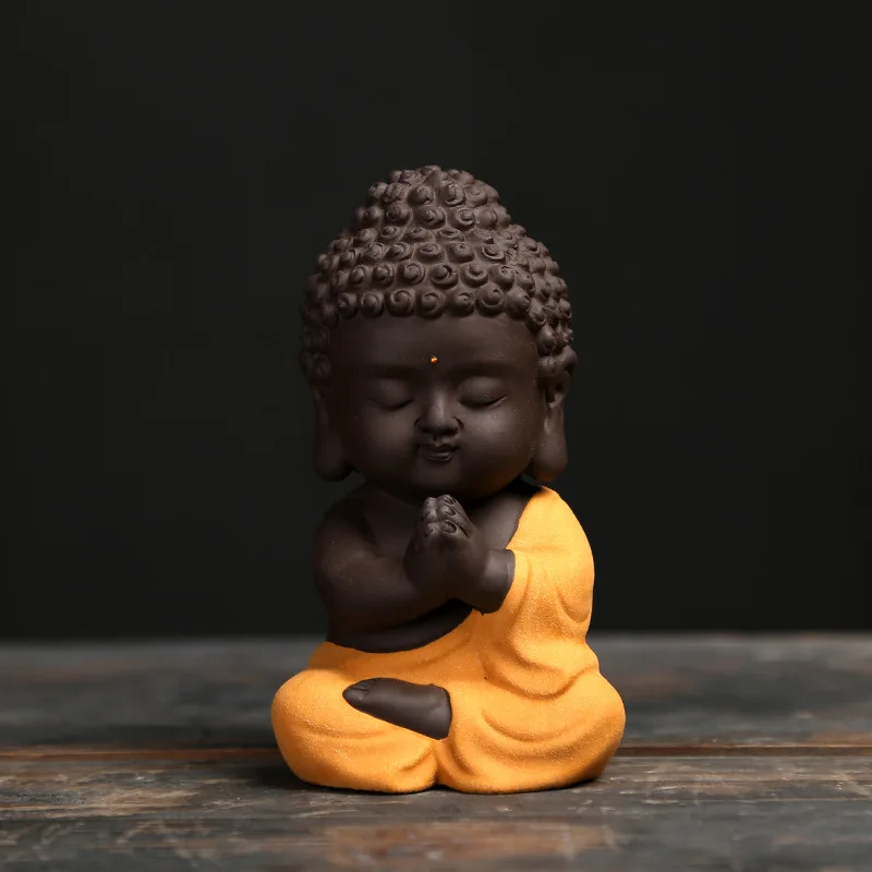 Маленькая лулай Будда Декор пурпурная Глина Керамика дзен чай Набор домашних