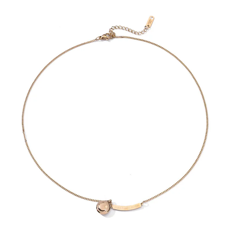 Women's Titanium steel Rose Gold Smiley Pendant Necklace Girls Jewelry Accessories | Pendants