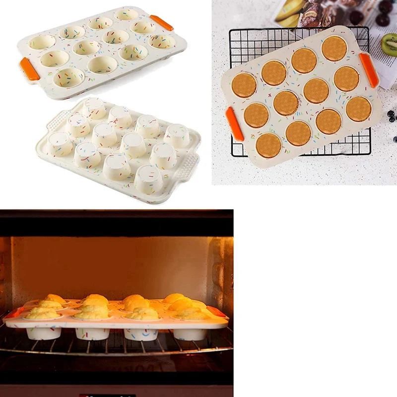 

Silicone Bakeware Set of 6, 3 Loaves Loaf Mold +Toast Loaf Pan+8 Cup Muffin Molds+12 Cup Baguette Pan,with Shovel Brush