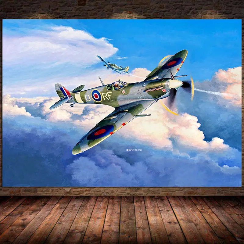 

Supermarine spitfire mk vb focke wulf fw190a ww2 aircraft canvas painting poster print wall art for living room cuadros Unframed