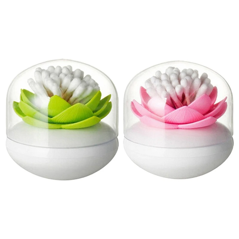 

2 предмета горячий шик цветок лотоса хлопок держатель в форме бутона футляр для зубочисток коробка для ватных палочек из домашний декор, зел...
