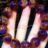 16 4mm natural cacoxenite auralite 23 purple rutilated quartz bracelet clear round beads bangle women men aaaaaa