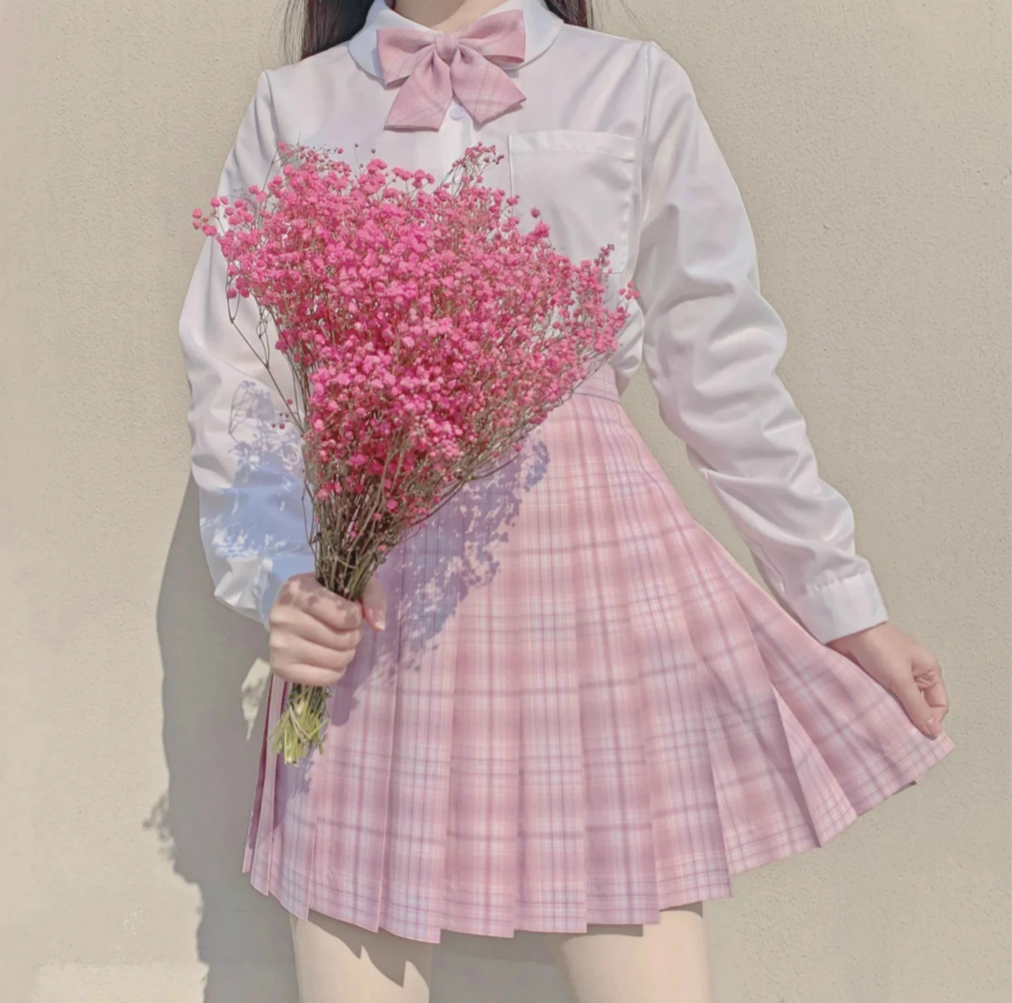 

[Teenage Girl's Mind] JK School Uniform Pink Plaid Skirts For Girls Summer High Waist Pleated Skirts Women Dress Students