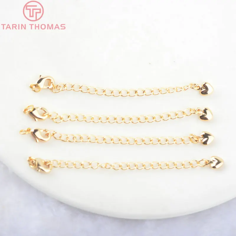 4 шт полная длина 50 мм 24K позолоченная латунная удлинительная цепь с