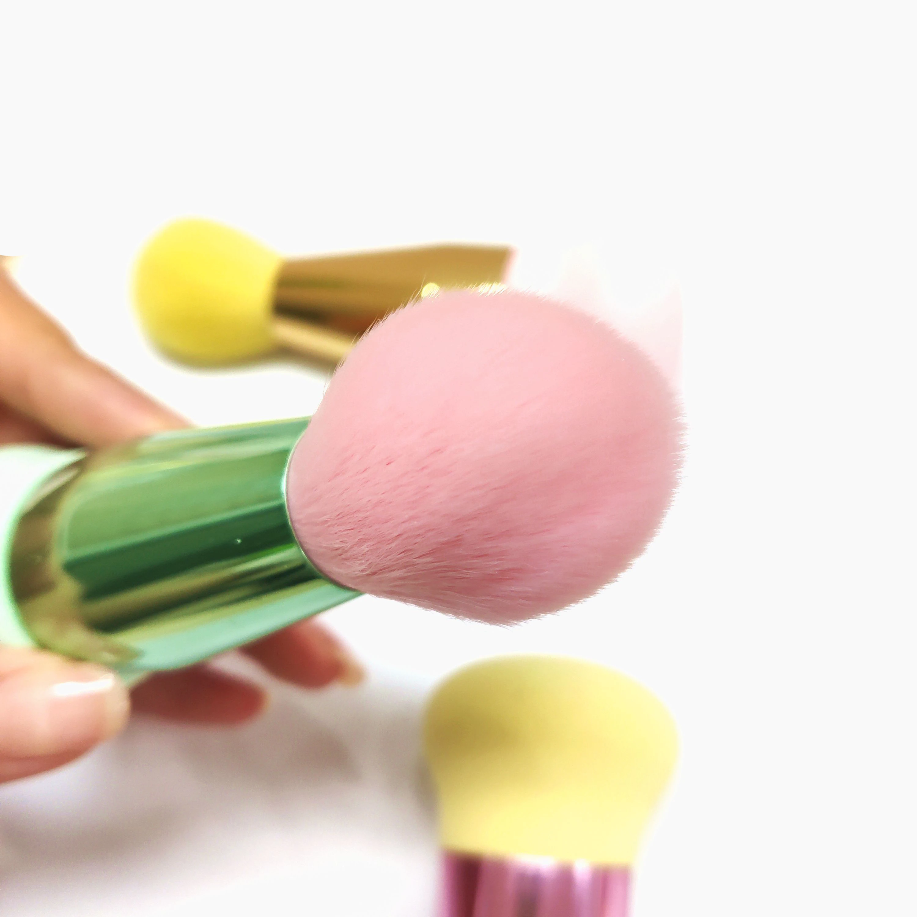 Miss Gorgeous 1pc Professional blusher brush Two Head Metal Make up Brushes 2 heads Nylon Cosmetic Tools with Sponge for Makeup | Красота и