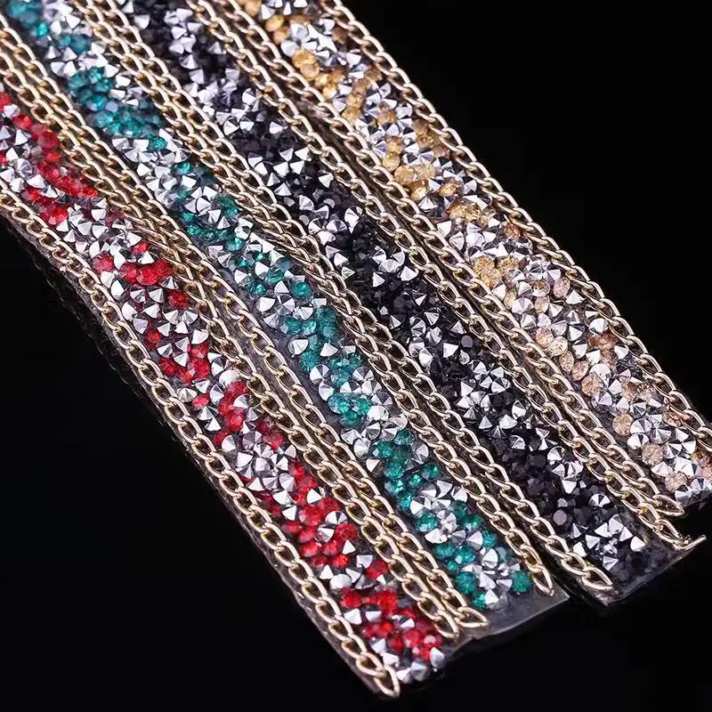 15 см ширина 1 ярд страз кристалл с цепочкой Стразы горячего крепления аппликация