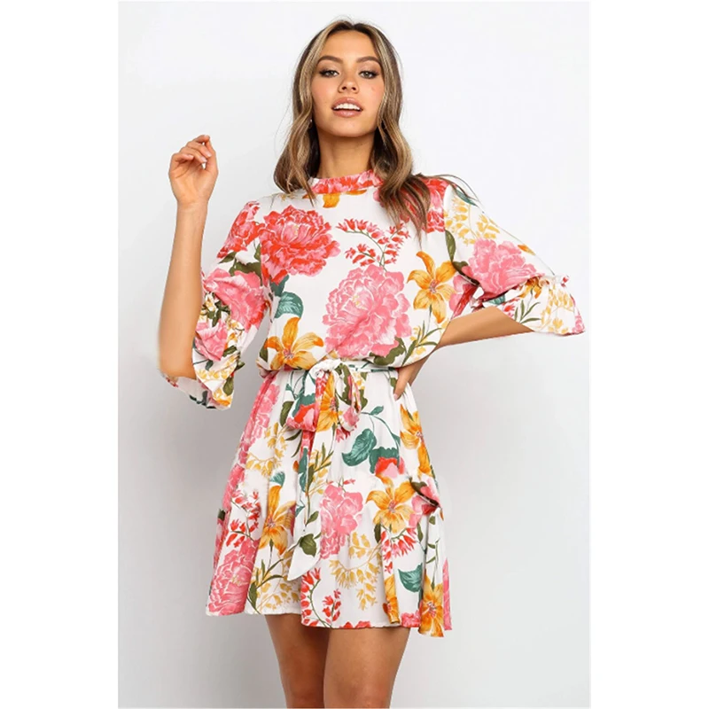 2020 Женский Элегантный Модный сарафан женское летнее повседневное богемное