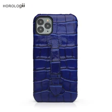 Horologii Luxury Mobile Phone Case for Iphone 13  X XR 11 12  with Finger Holder Handle at The Back Croco Pattern Dropship