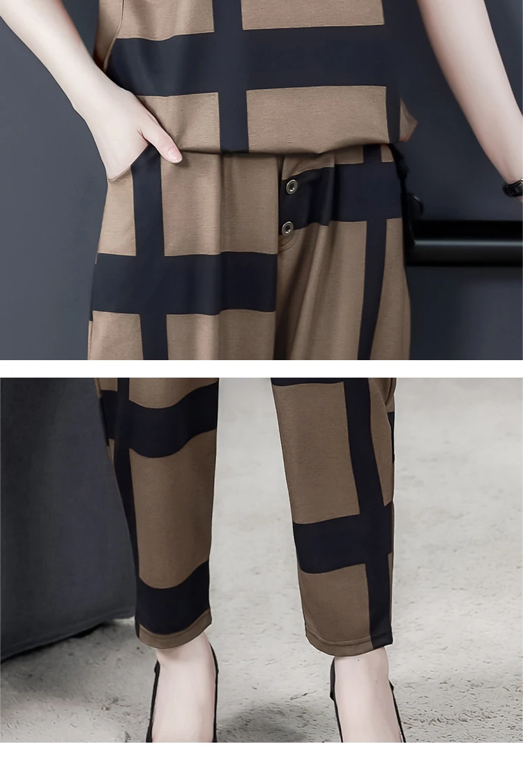 

Casual 2 Piece Set Women Two Piece Outfits Summer Geometric Plus Size Suits And Sets Loose Wholesale Clothing Tracksuits