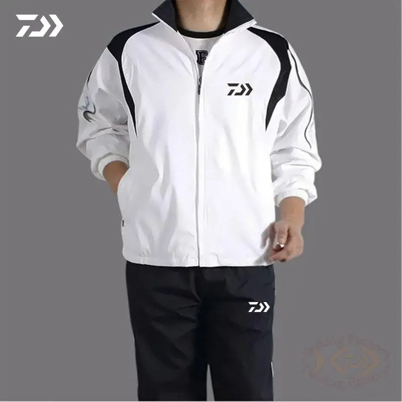 

2021 New Daiwa Fishing Suit Spring Autumn Outdoor Breathable Black Sport Set Mens Casual Full Sleeve Solid Thin Fishing Clothing