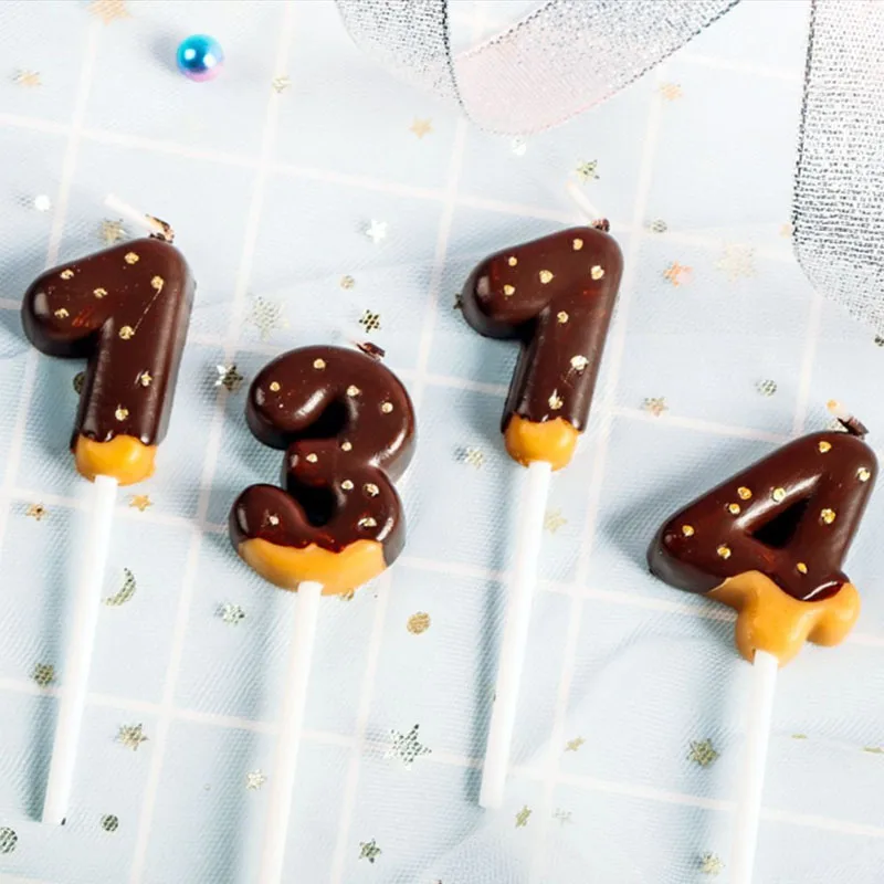 

1PC Cute Chocolate Biscuits Birthday Candles 1 2 3 4 5 6 7 8 9 0 Kids Birthday Cake Candles for Cake Party Supplies Decoration