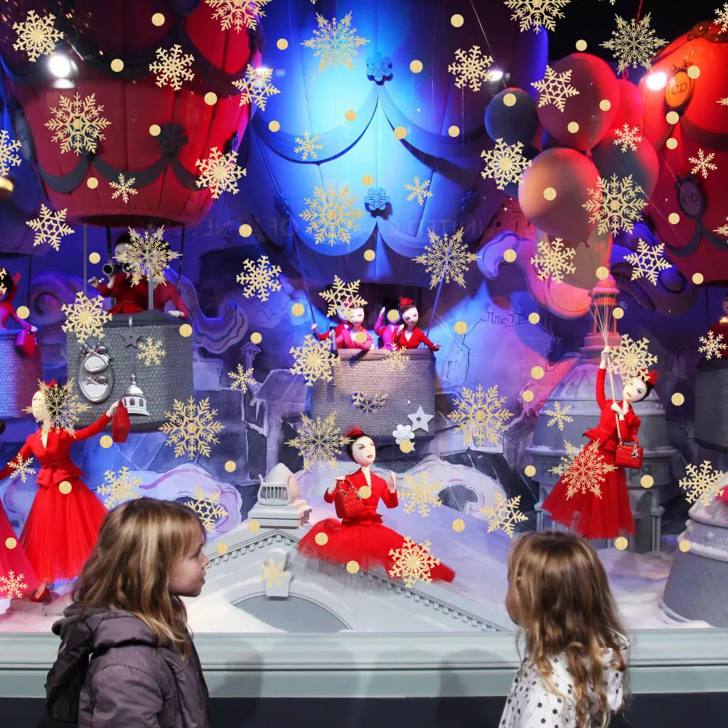 Золотая комбинация снежинки ПВХ стикер стены гостиной украшения стикеры для