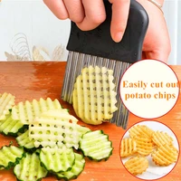potato cutter slicer stainless steel french fry cutter fruit vegetable crinkle cutter wavy chopper knife kitchen cutting tools