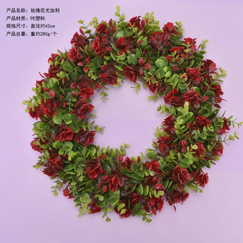 

Gypsophila Eucalyptus Wreath Artificial Flower Garland Pastoral Style Home Hotel Wedding Decoration Ornament Fake Flower Props